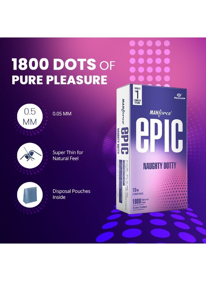 Manforce Epic Naughty Dotty 10N condoms | 1800 Square Dots | Extra Dotted - Image 4